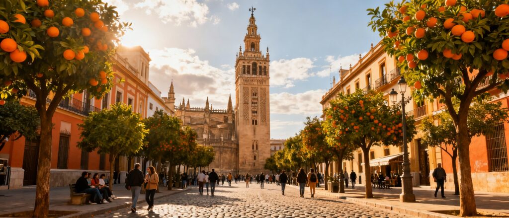 Vista panorámica de Sevilla con la Giralda y el casco histórico, planes de fin de semana